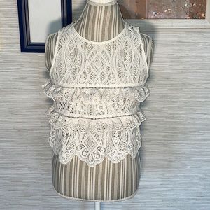 Zara crochet cream sheer tank
